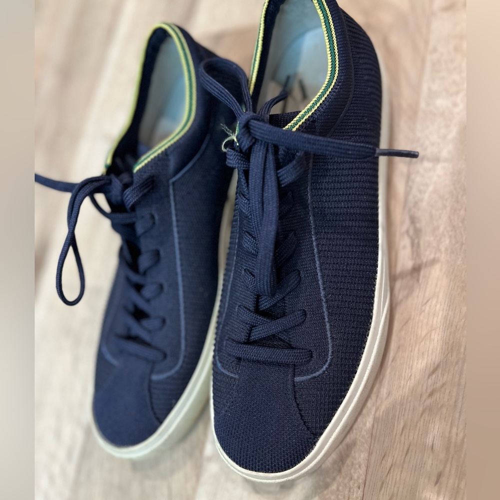Rothy's Navy and Lime Green Sneakers - Picture 2 of 7